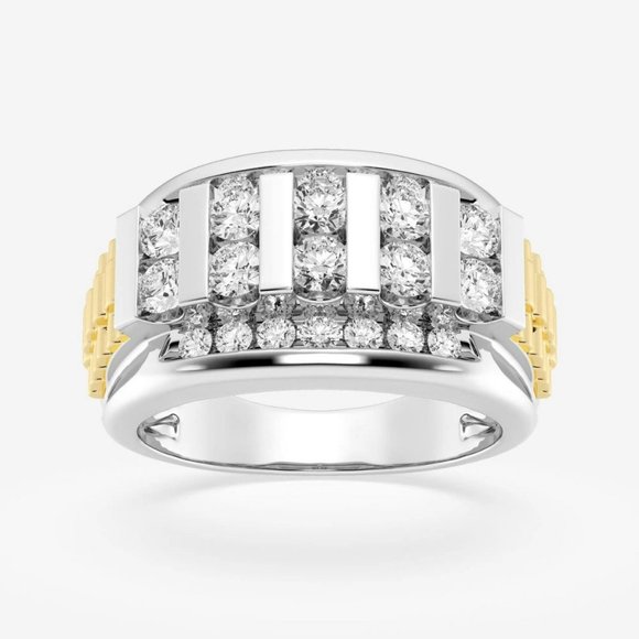 3 Ctw Round Lab Grown Diamond Men's Floating Bar Wedding Band - Picture 3 of 6